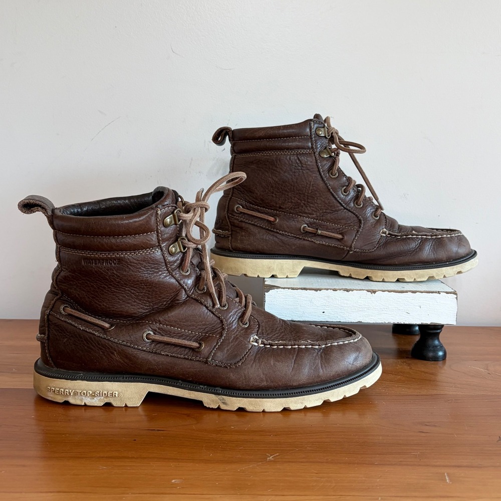 Sperry Top-Sider Mens STS14151 Waterproof Leather Moc Toe Boots Brown 10.5M